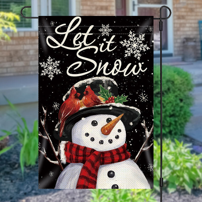 Aperturee - Let It Snow Lovely Snowman Christmas Garden Flag