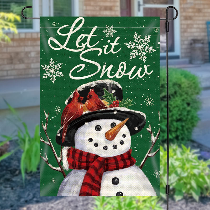 Aperturee - Let It Snow Lovely Snowman Christmas Garden Flag