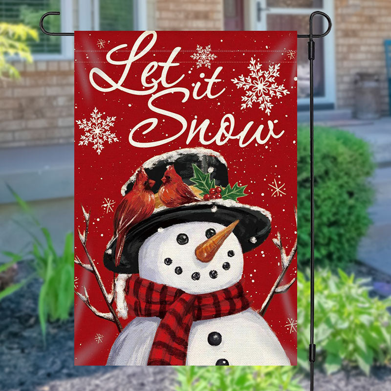 Aperturee - Let It Snow Lovely Snowman Christmas Garden Flag