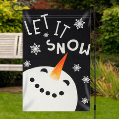 Aperturee - Let It Snow Snowman Black Christmas Garden Flag