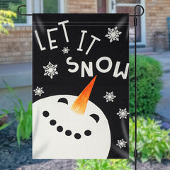 Aperturee - Let It Snow Snowman Black Christmas Garden Flag