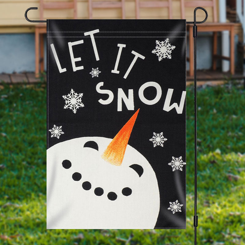 Aperturee - Let It Snow Snowman Black Christmas Garden Flag