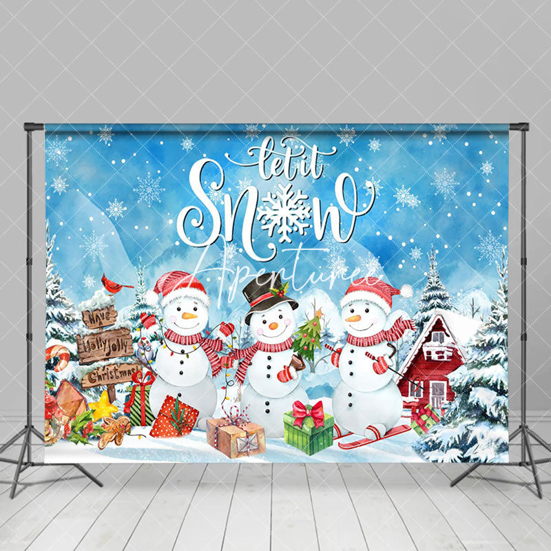 Aperturee - Let It Snow Winter Night Sweet Hollyjolly Xmas Backdrop