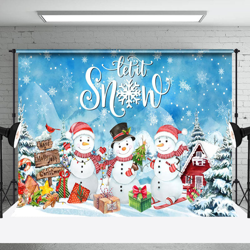 Aperturee - Let It Snow Winter Night Sweet Hollyjolly Xmas Backdrop