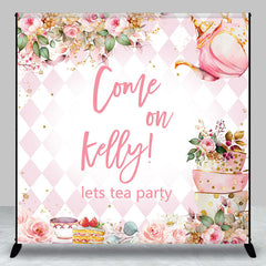 Aperturee - Let Tea Party Pink Cup Cake Custom Birthday Backdrop