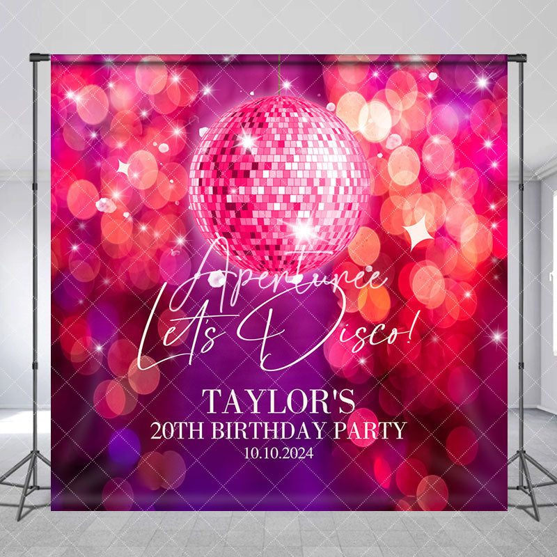 Aperturee - Lets Disco Bokeh Red Light Custom Birthday Backdrop