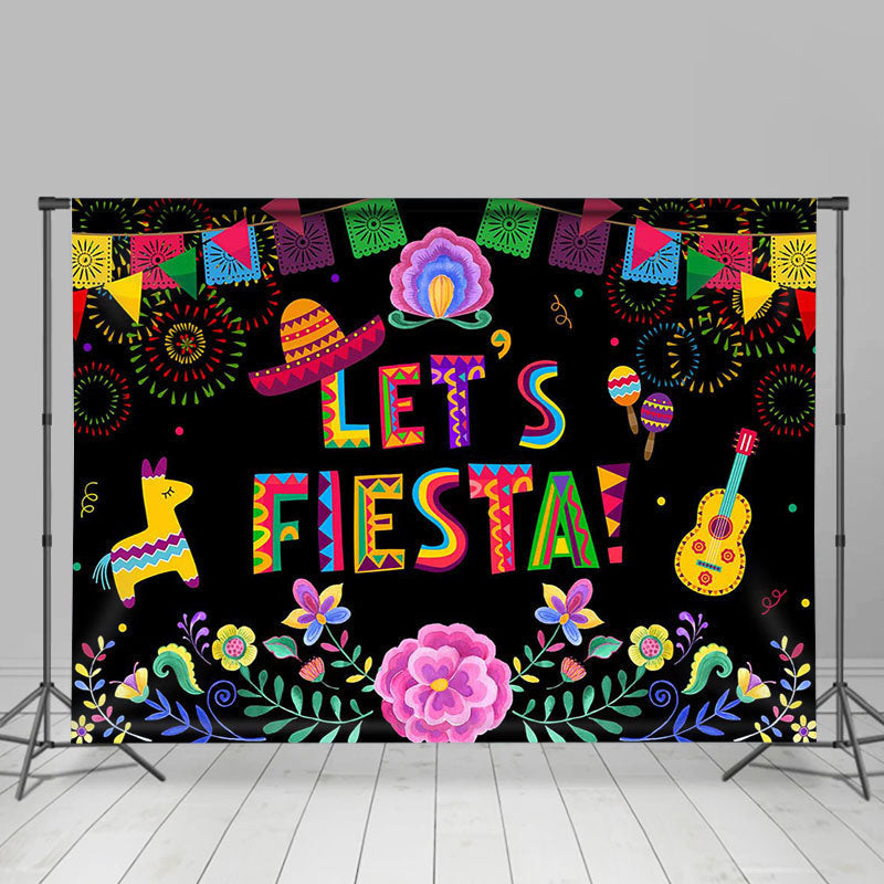 Aperturee - Lets Fiesta Colorful Guitar Mexican Backdrop