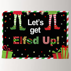 Aperturee - Lets Get Elfed Up Clown Gift Christmas Backdrop