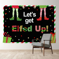 Aperturee - Lets Get Elfed Up Clown Gift Christmas Backdrop