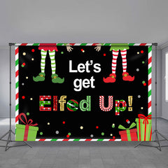 Aperturee - Lets Get Elfed Up Clown Gift Christmas Backdrop