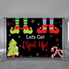 Aperturee - Lets Get Elfed Up Snowflake Christmas Backdrop