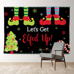 Aperturee - Lets Get Elfed Up Snowflake Christmas Backdrop