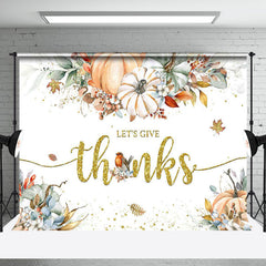 Aperturee - Lets Give Thanks Floral Pumpkin Thanksgiving Backdrop