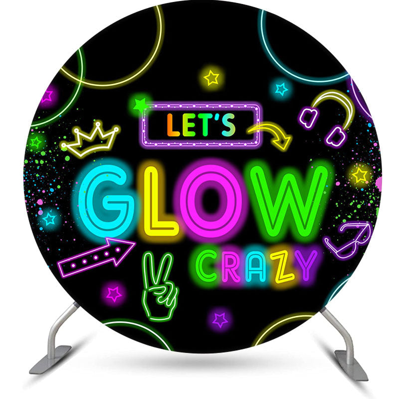 Aperturee - Lets Glow Crazy Neon Graffiti Round Party Backdrop