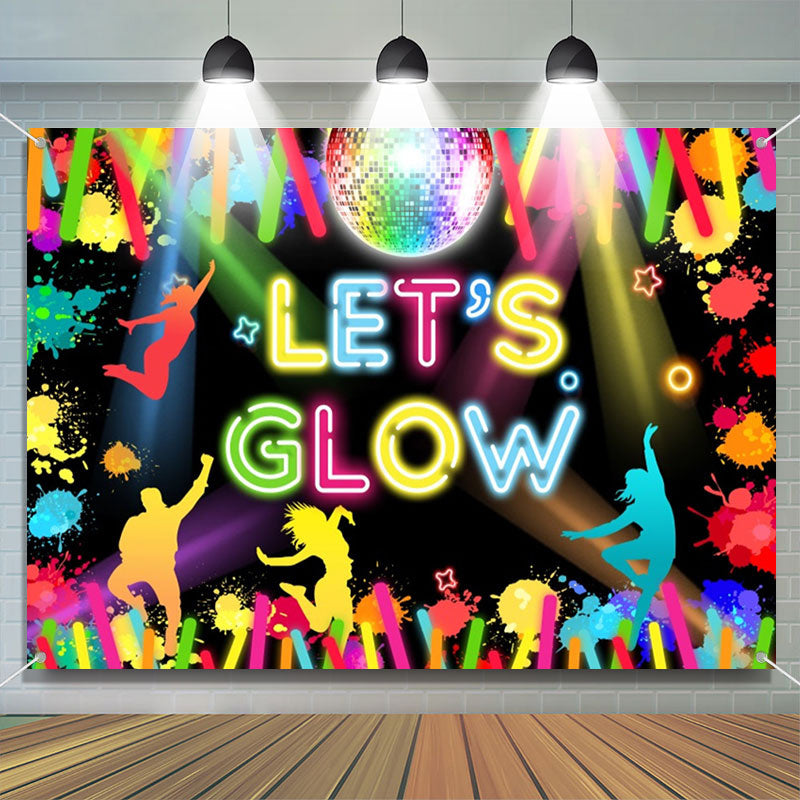 Aperturee - Lets Glow Neon Light Stick Dance Party Backdrop