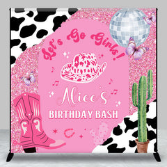 Aperturee - Lets Go Girls Custom Pink Cowgirl Birthday Backdrop