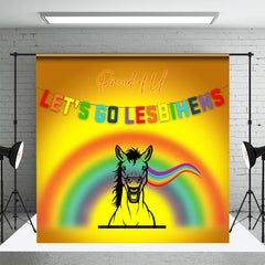 Aperturee - Lets Go Lesbihens Rainbow Bokeh Pride Month Backdrop