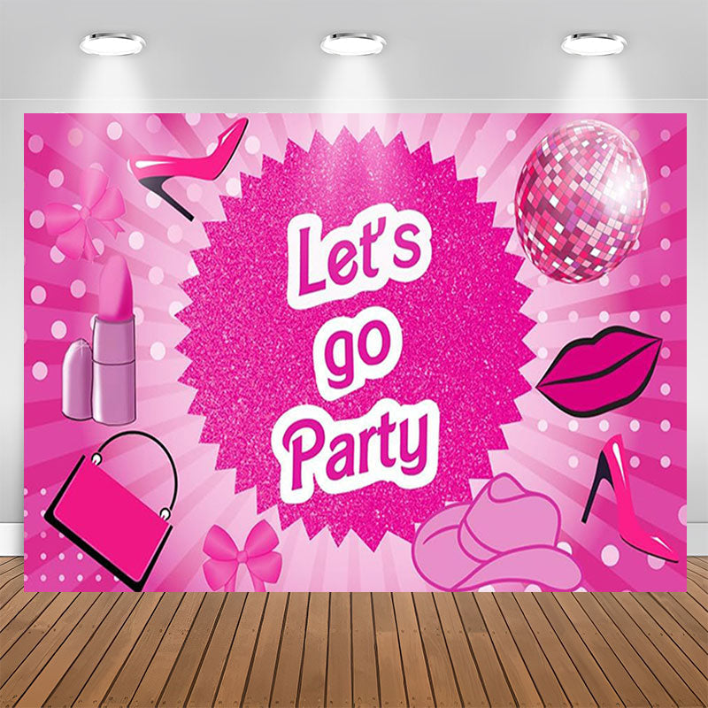 Aperturee - Lets Go Party Makeup Pink Birthday Backdrop For Girl