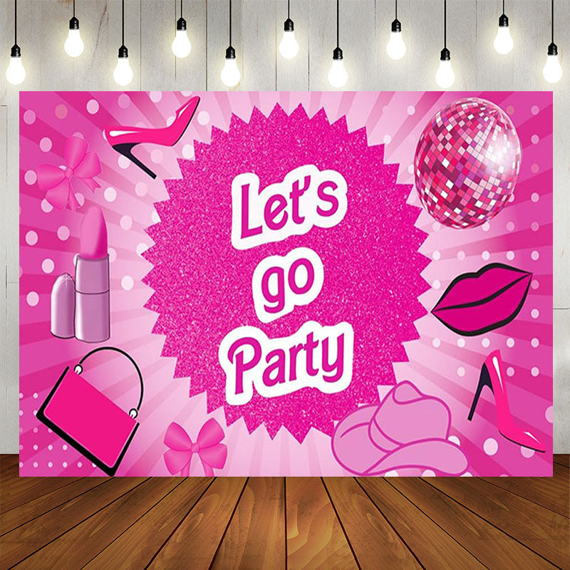 Aperturee - Lets Go Party Makeup Pink Birthday Backdrop For Girl