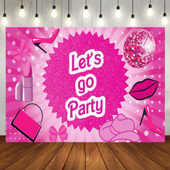 Aperturee - Lets Go Party Makeup Pink Birthday Backdrop For Girl