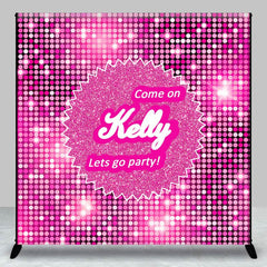 Aperturee - Lets Go Party Pink Glitter Custom Birthday Backdrop