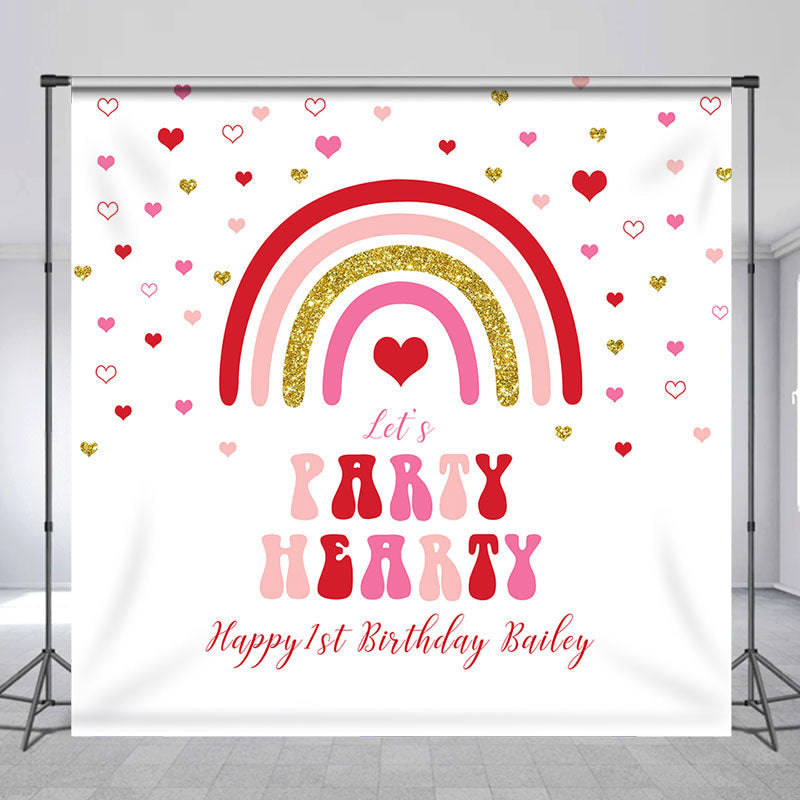 Aperturee - Lets Hearty Rainbow Custom 1st Birthday Backdrop