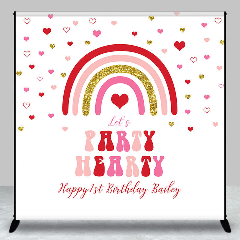 Aperturee - Lets Hearty Rainbow Custom 1st Birthday Backdrop