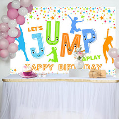 Aperturee - Lets Jump Play Colorful Star Happy Birthday Backdrop