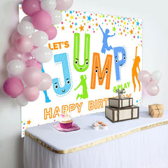 Aperturee - Lets Jump Play Colorful Star Happy Birthday Backdrop