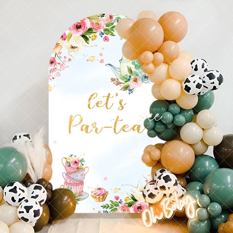 Aperturee - Lets Partea Floral Teapot Birthday Arch Backdrop