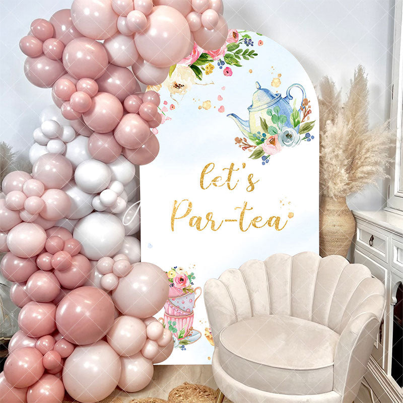 Aperturee - Lets Partea Floral Teapot Birthday Arch Backdrop