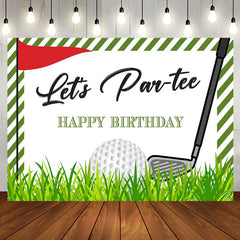 Aperturee - Lets Party Golf Grassland Stripe Birthday Backdrop