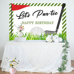 Aperturee - Lets Party Golf Grassland Stripe Birthday Backdrop