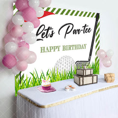 Aperturee - Lets Party Golf Grassland Stripe Birthday Backdrop