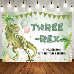 Aperturee - Lets Party Like Dinosaur Green 3Rd Birthday Backdrop