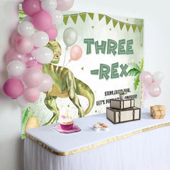 Aperturee - Lets Party Like Dinosaur Green 3Rd Birthday Backdrop