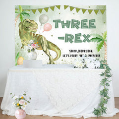 Aperturee - Lets Party Like Dinosaur Green 3Rd Birthday Backdrop