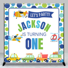 Aperturee - Lets Party Plane Custom Name 1st Birthday Backdrop