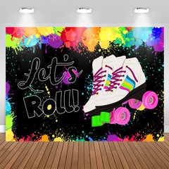 Aperturee - Lets Roll Shoes Colorful Paint Birthday Backdrop