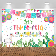 Aperturee - Lets Three Colorful Fiesta Kids 3rd Birthday Backdrop