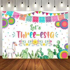 Aperturee - Lets Three Colorful Fiesta Kids 3rd Birthday Backdrop