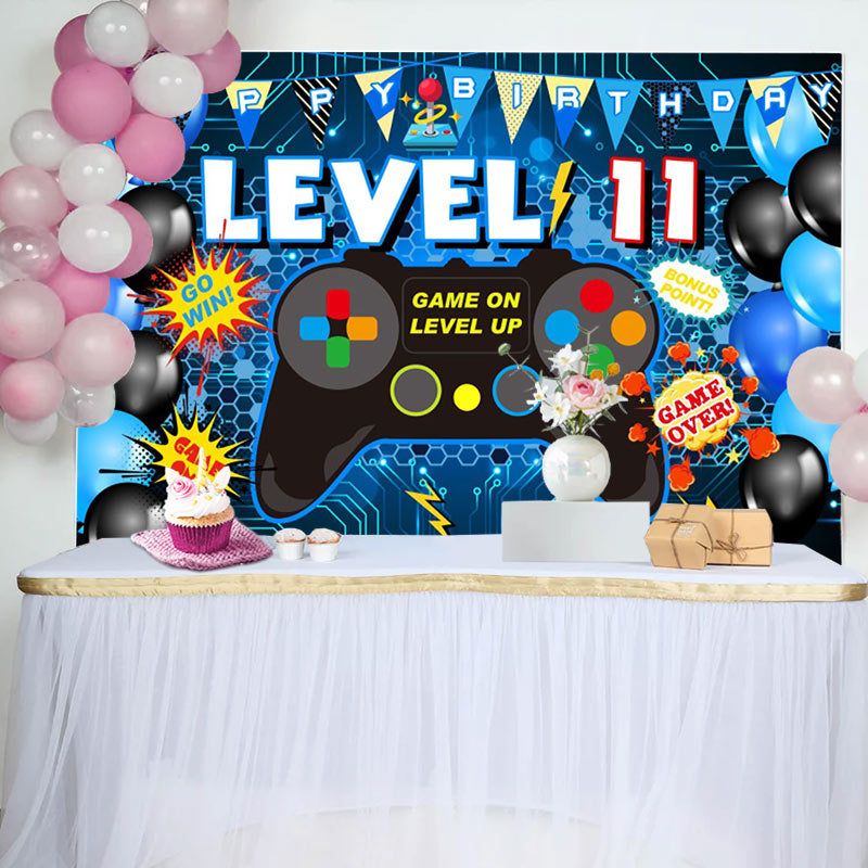 Aperturee - Level 11 Gamepad Blue Balloon Happy Birthday Backdrop