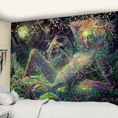 Aperturee Life Girl Galaxy Trippy Novelty Abstract Wall Tapestry