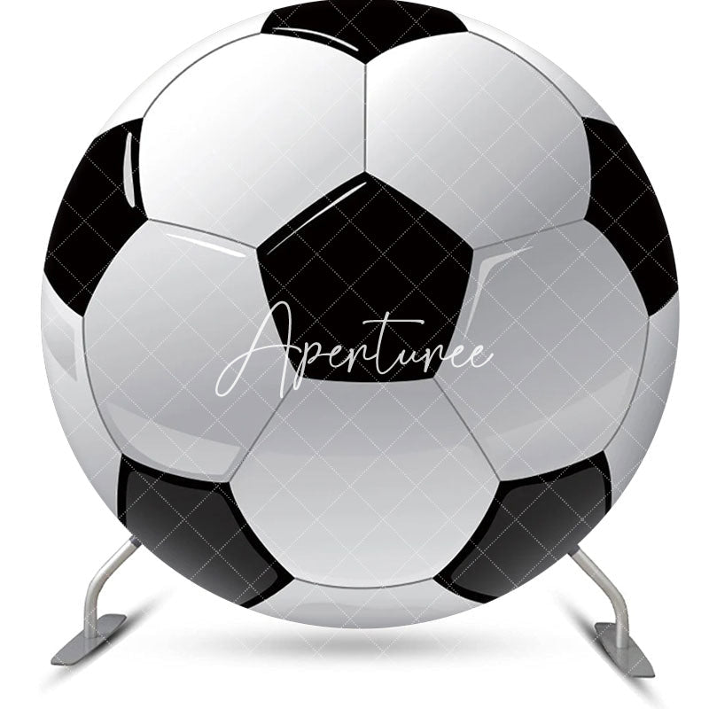 Aperturee - Lifelike Black White Football Simple Circle Backdrop