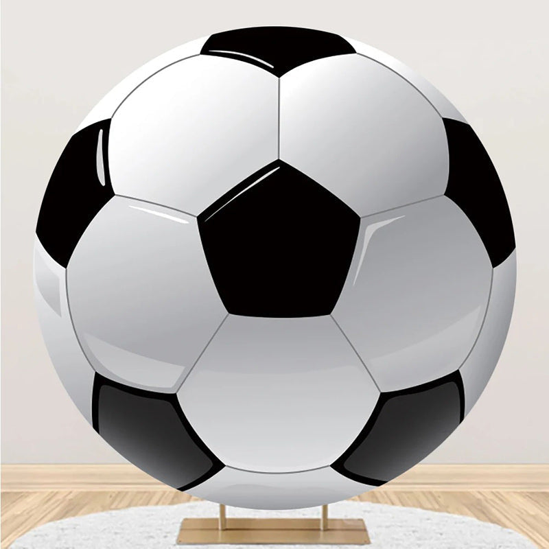 Aperturee - Lifelike Black White Football Simple Circle Backdrop