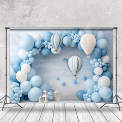 Aperturee - Light Blue Arch Balloon Birthday Cake Smash Backdrop