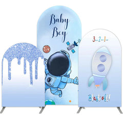 Aperturee Light Blue Glitter Astronaut Double Sided Arch Backdrop Kit