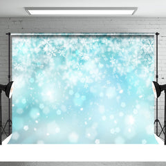 Aperturee - Light Blue Glitter Snowflake Christmas Photo Backdrop