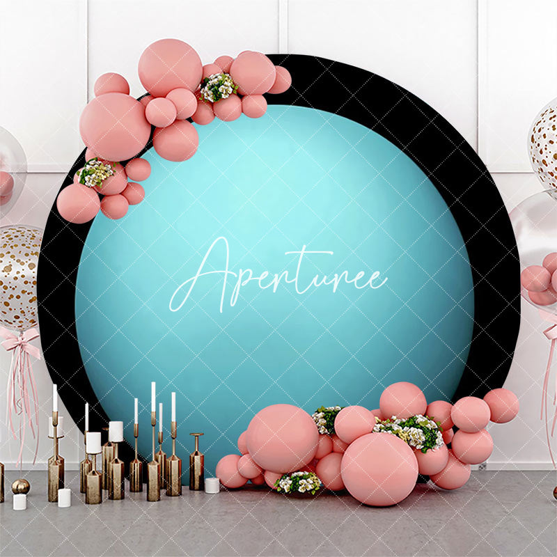 Aperturee - Light Blue Uranus Top View Circle Birthday Backdrop