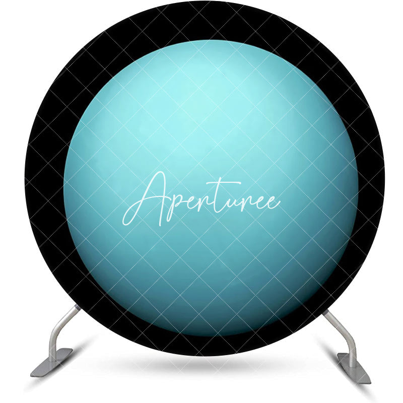 Aperturee - Light Blue Uranus Top View Circle Birthday Backdrop